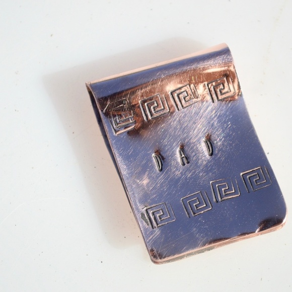 Solid Copper Money Clip Dad Greek Key Handmade Rustic Gift Father Southwestern - Picture 7 of 8